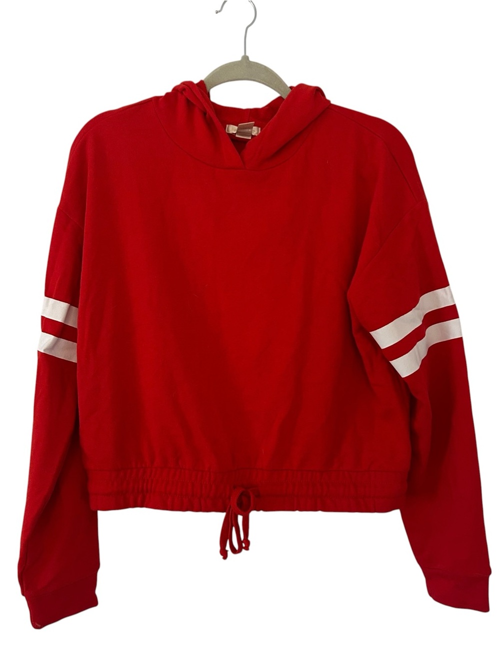 Red & White Forever 21 Hoodie Top Stripe Sleeve Design Casual Women’s Medium Fit